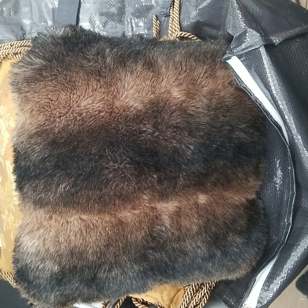 Rich Brown Faux Fur Mink Accent Pillow